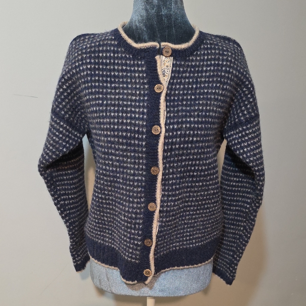 Woolrich Navy And Ivory Vintage Cardigan Size Medium